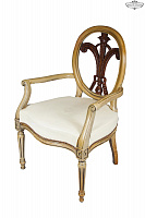 Soft carved armchair made of solid mahogany with armrests SL-21
