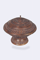 Carved bowl with lid made of solid mahogany AS-225