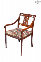 Upholstered carved mahogany chair with armrests SL-141
