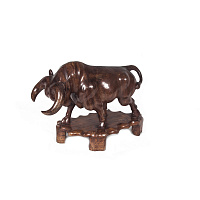 Carved Bull figurine on a mahogany stand AS-218