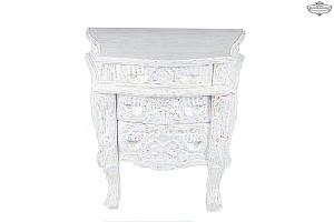 White carved chest of drawers made of solid rosewood, 3 sections SB-90