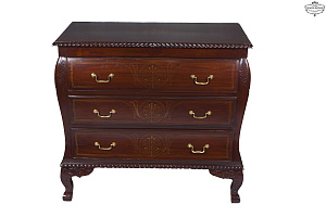 Classic carved chest of drawers made of solid mahogany with 3 sections SB-12