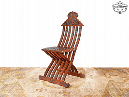 Folding chair with carved backrest and 6 slats SL-56