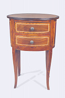 Oval carved table made of solid mahogany ST-111, 2 drawers