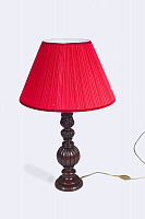 Solid rosewood table lamp with a red lampshade, height 70 cm
