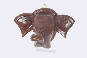 Carved Elephant Head Wall Figurine Made of Solid Mahogany AS-228