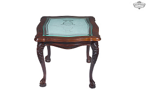 ST-117 Square Mahogany Coffee Table with Glass Top