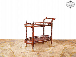 Serving table oval glass solid mahogany ST-68