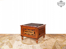 Carved coffee table with mahogany stone ST-121