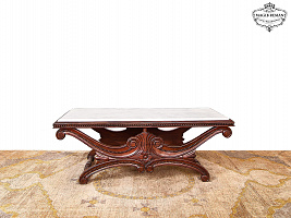 Carved coffee table with mahogany stone ST-132