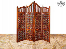 Carved wicker screen made of solid mahogany SH-11