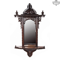 Wall mirror with carved frame Jharoka made of mahogany Z-53