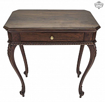 MGR Square Carved Mahogany Stand Table with Drawer P-32