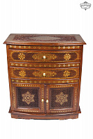 Carved chest of drawers "India" made of solid mahogany, 4 sections USB-11