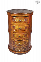 Carved chest of drawers "Barrel" made of solid mahogany, 5 sections USB-29