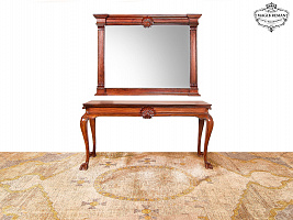 Carved console table with mirror made of solid mahogany KS-34