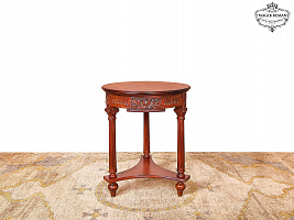 Carved tea table on three legs, solid mahogany ST-133